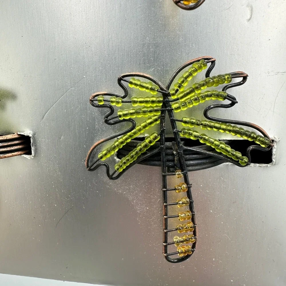 Palm Tree Napkin Rings Set of 6 Green Beaded Copper Wire‎ Tropical Decor
